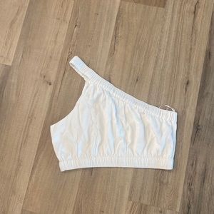One Shoulder Linen Crop Top (Abercrombie & Fitch)